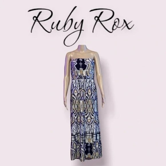 Ruby Rox Full Length Strapless  Open Shoulder Maxi Sundress Size S Anthropologie - Picture 4 of 10